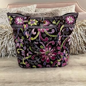 VERA BRADLEY Purple Punch 2009 Large Toggle Tote Floral Pink Brown y2k Brown